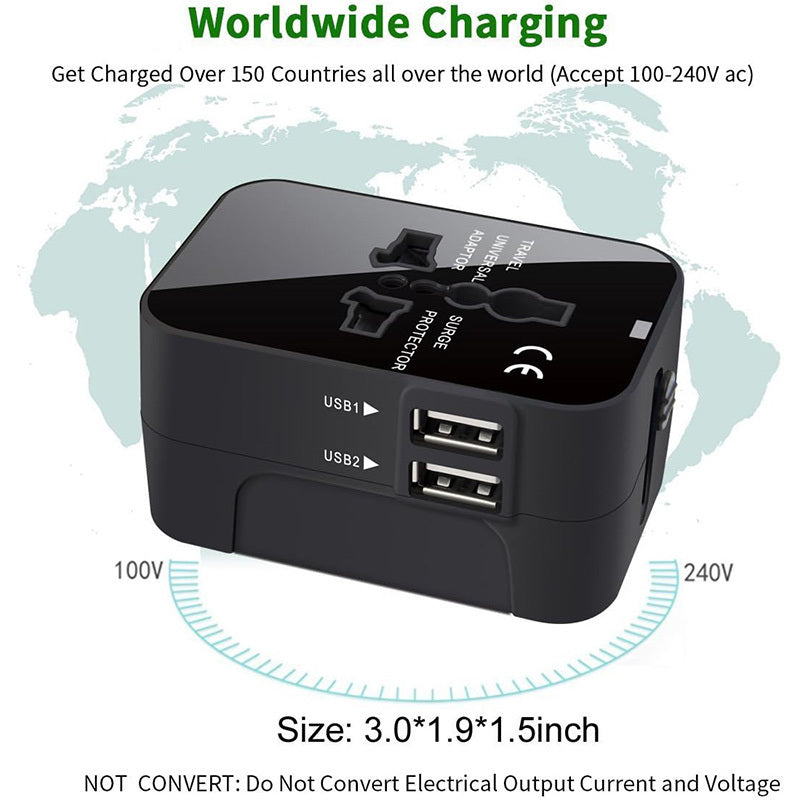 Worldwide All In One Universal Travel Adapter Wall Charger AC Power Plug Adapter