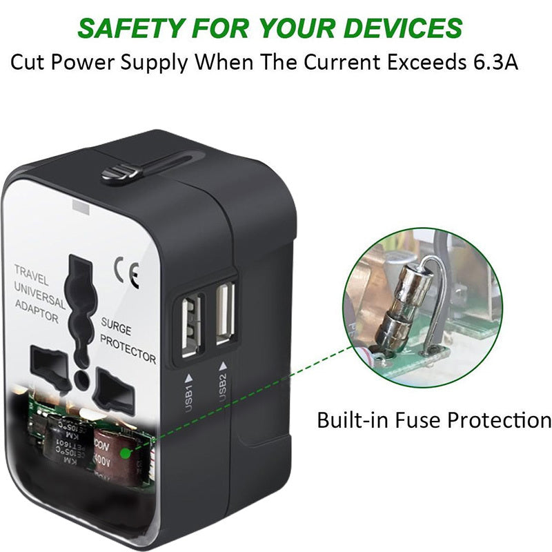 Worldwide All In One Universal Travel Adapter Wall Charger AC Power Plug Adapter