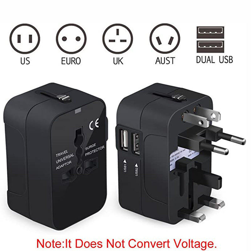 Worldwide All In One Universal Travel Adapter Wall Charger AC Power Plug Adapter