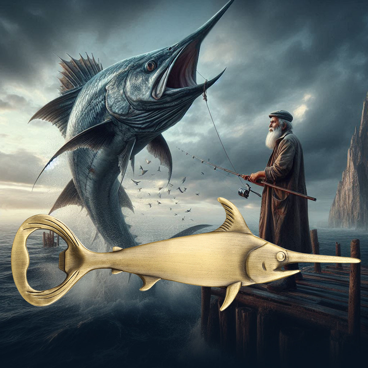 Creative Swordfish Handle Metal Beer Bottle Opener