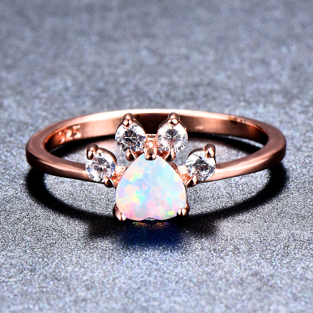Cute Cat-claw-shaped Rhinestone Ring