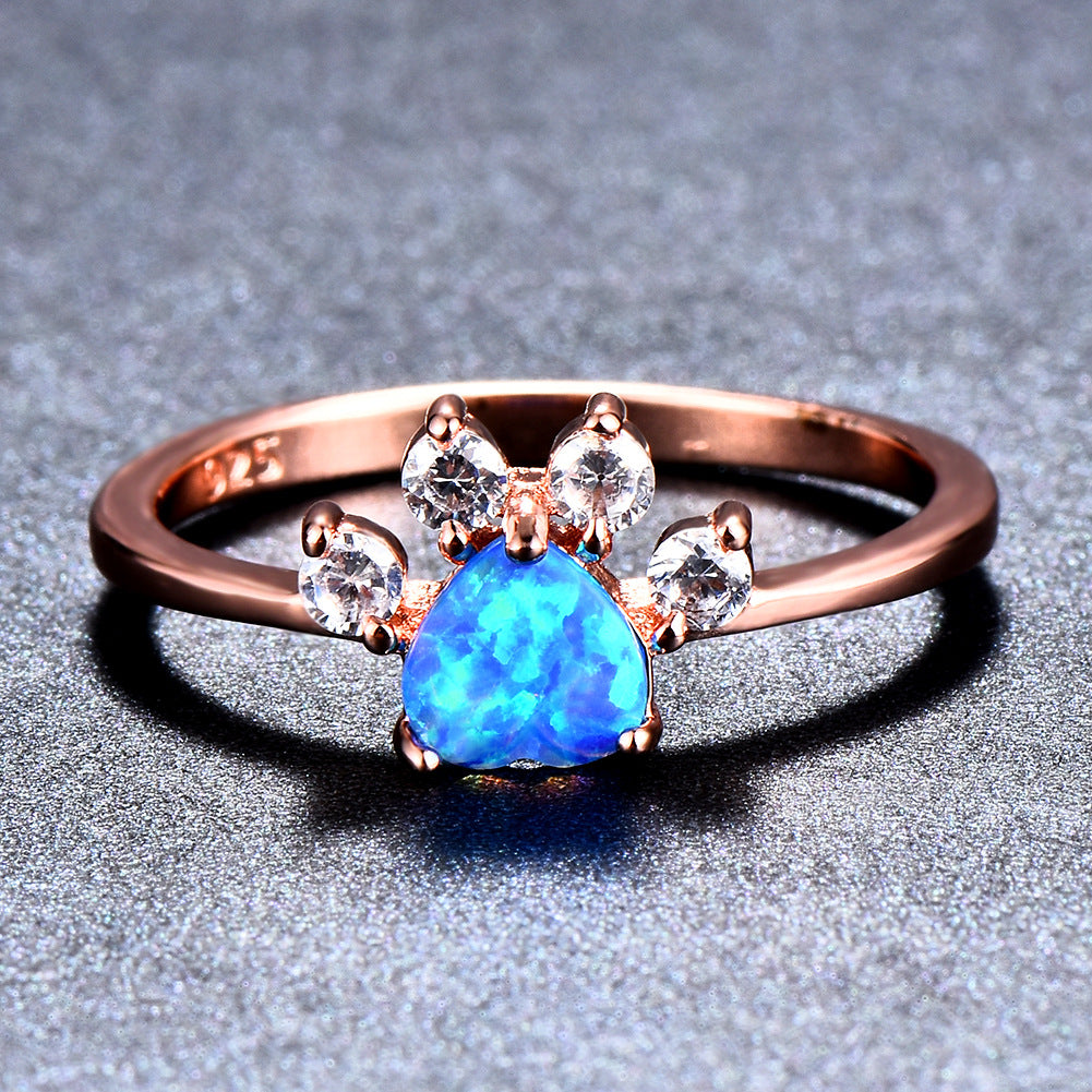 Cute Cat-claw-shaped Rhinestone Ring