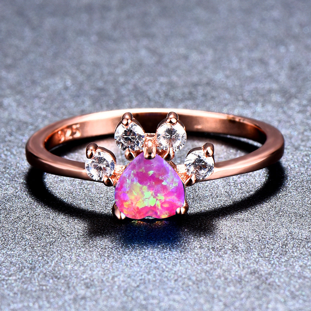 Cute Cat-claw-shaped Rhinestone Ring