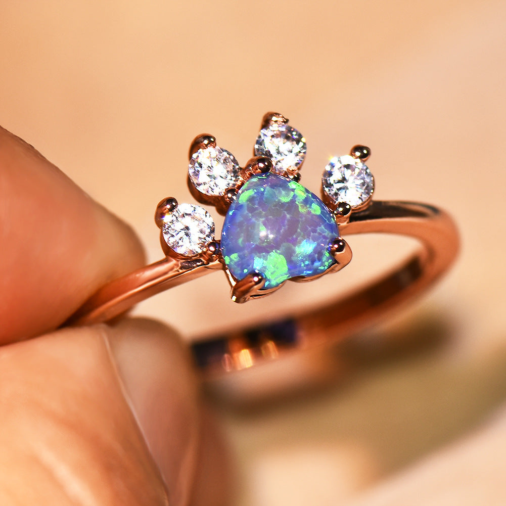 Cute Cat-claw-shaped Rhinestone Ring