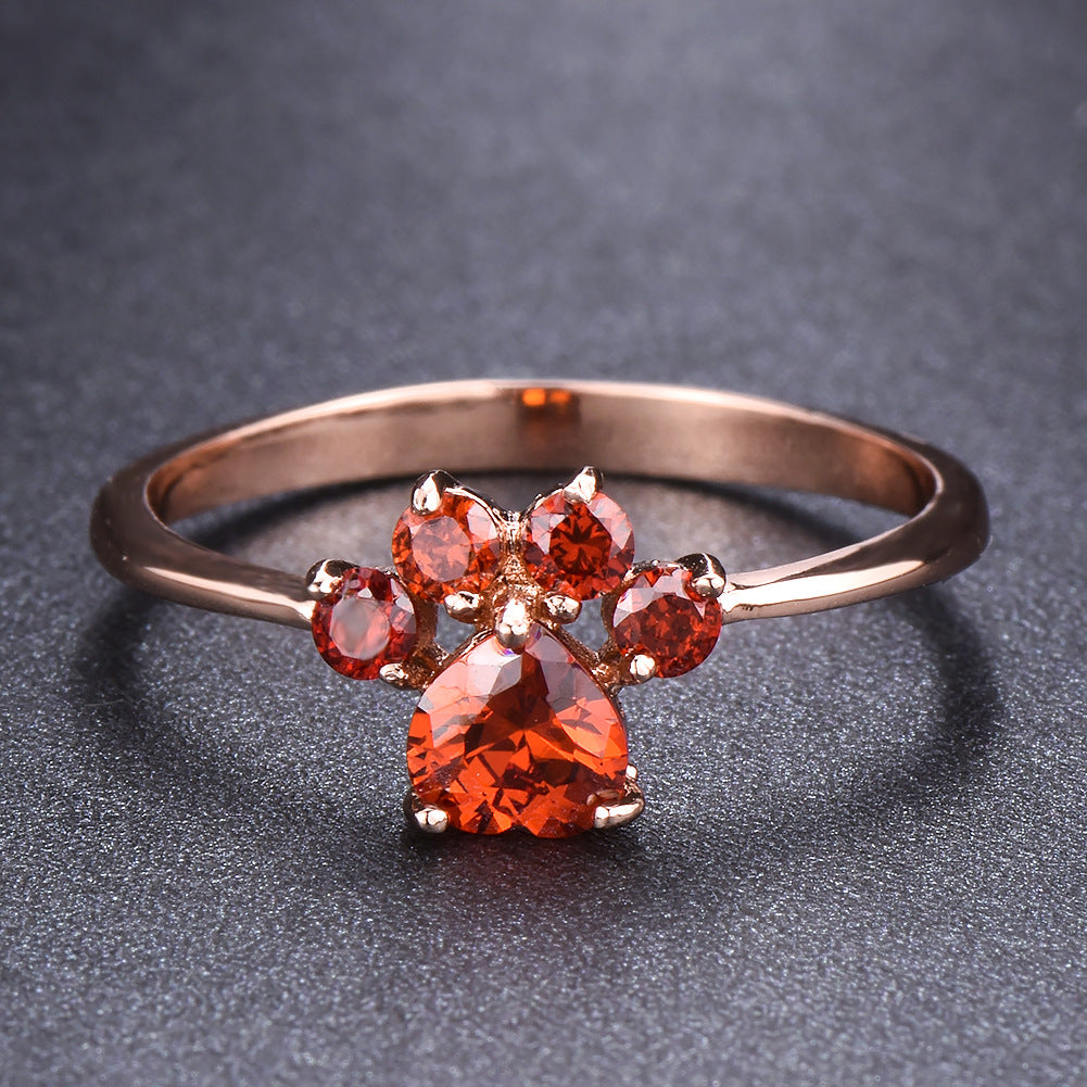 Cute Cat-claw-shaped Rhinestone Ring
