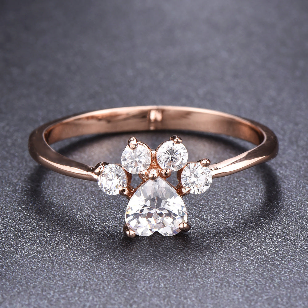 Cute Cat-claw-shaped Rhinestone Ring