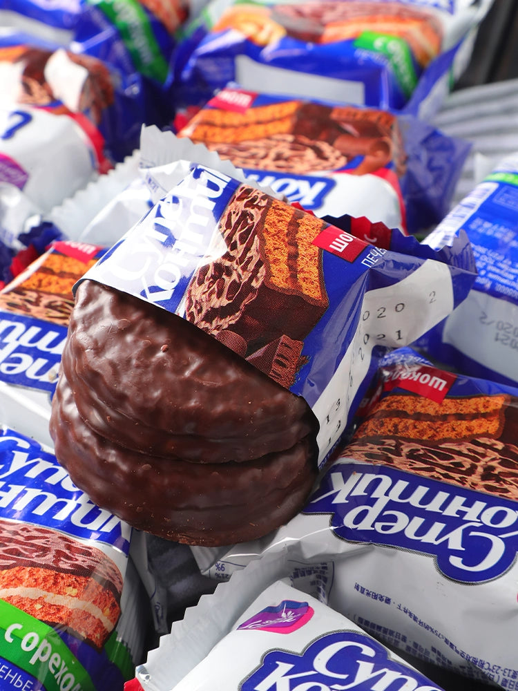 Russian Sandwich Biscuits Condensed Milk Peanut Hazelnut Flavor Filled Chocolate Import Snacks