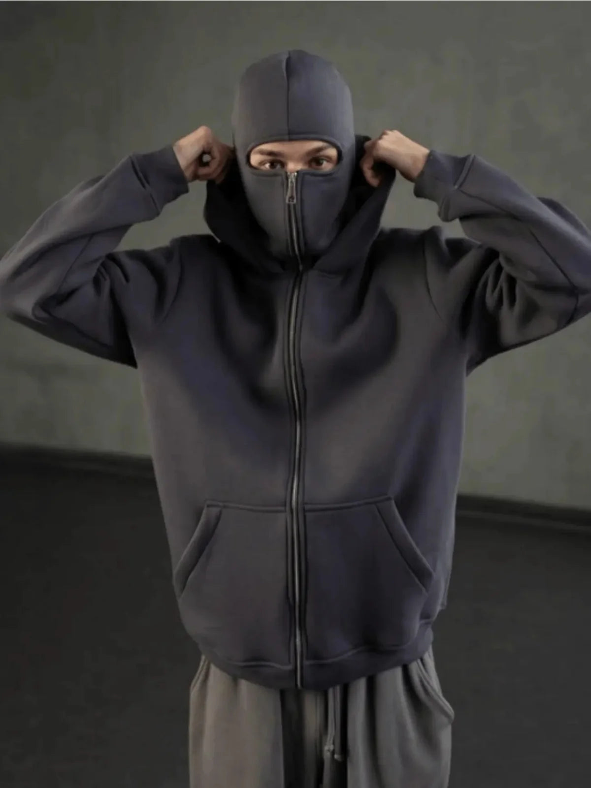 New men's double-cap pullover hoodie