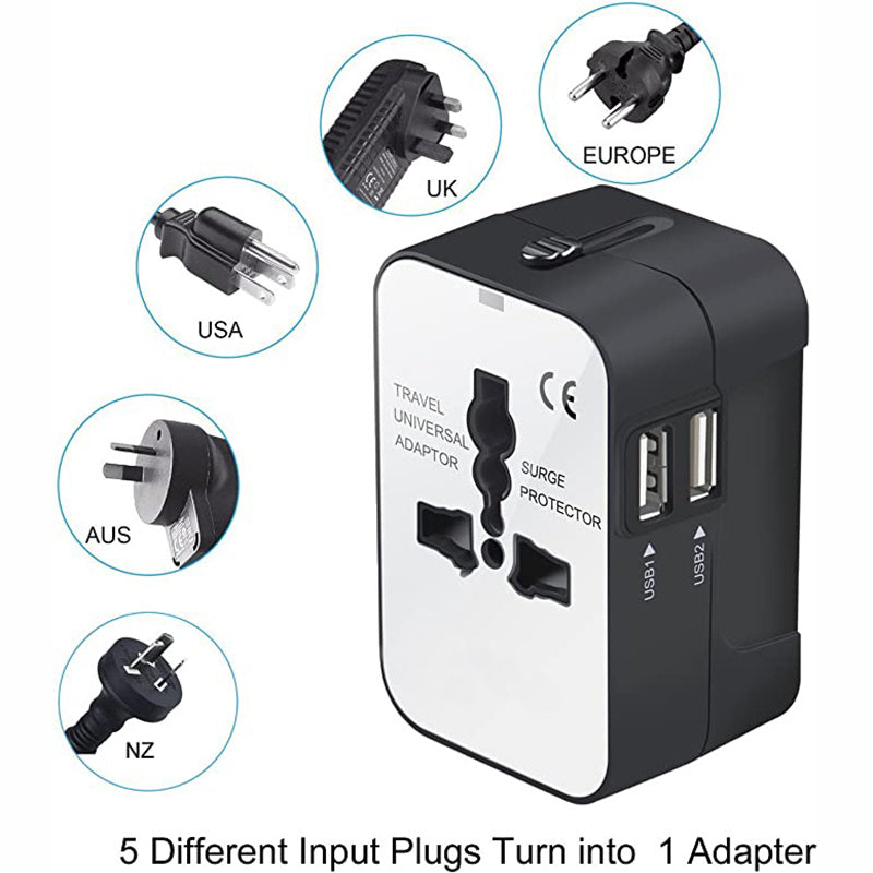 Worldwide All In One Universal Travel Adapter Wall Charger AC Power Plug Adapter