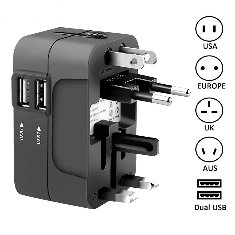 Worldwide All In One Universal Travel Adapter Wall Charger AC Power Plug Adapter