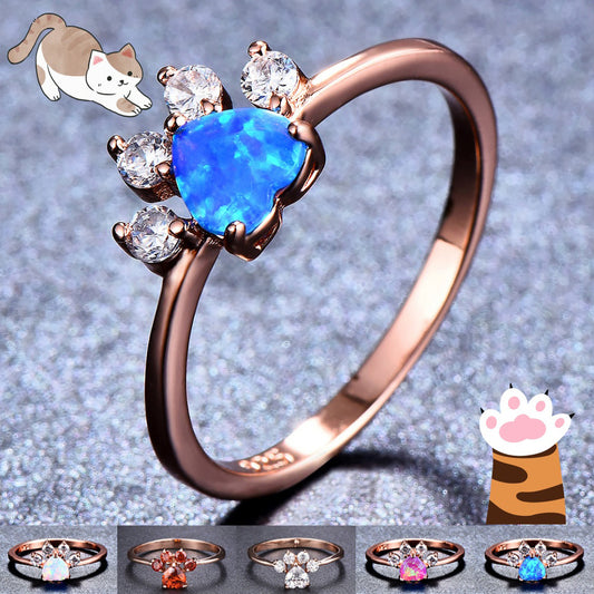 Cute Cat-claw-shaped Rhinestone Ring