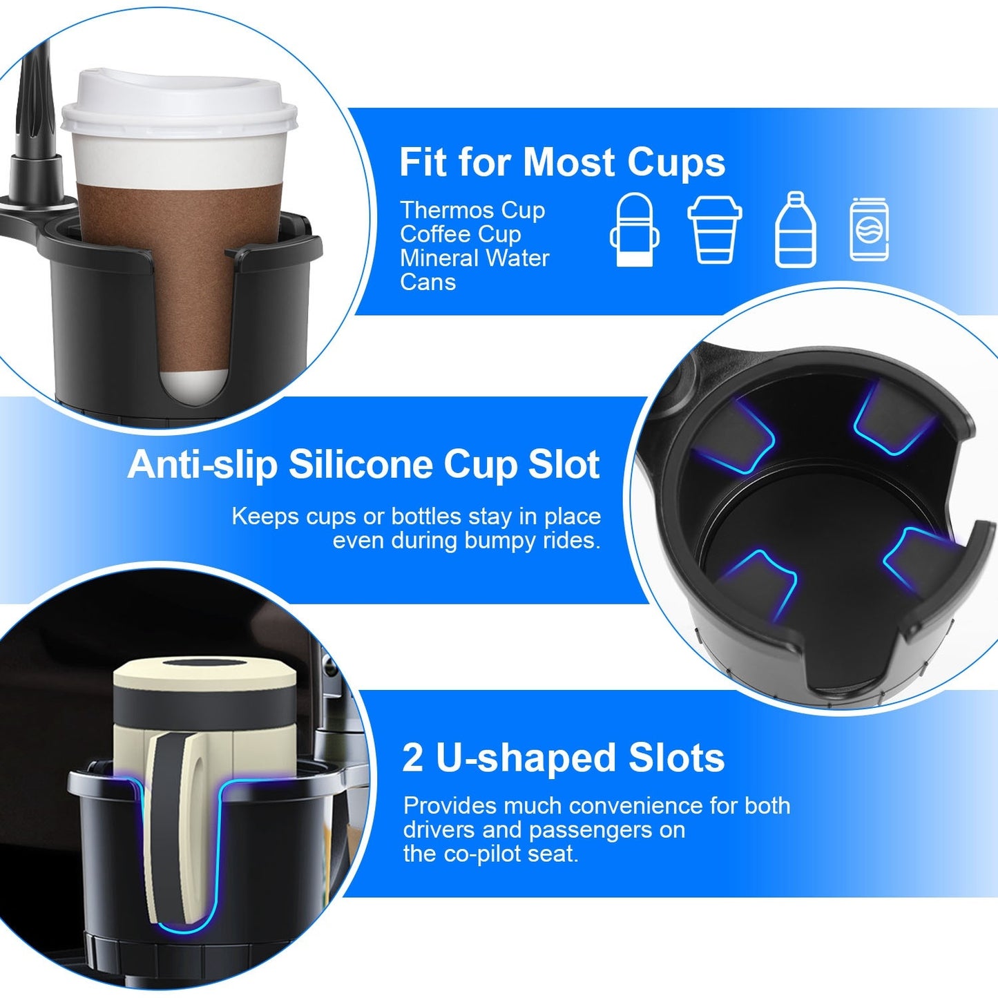 2 In 1 Car Cup Holder With 360 Degree Rotating Gooseneck Phone Mount