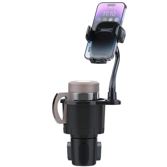 2 In 1 Car Cup Holder With 360 Degree Rotating Gooseneck Phone Mount