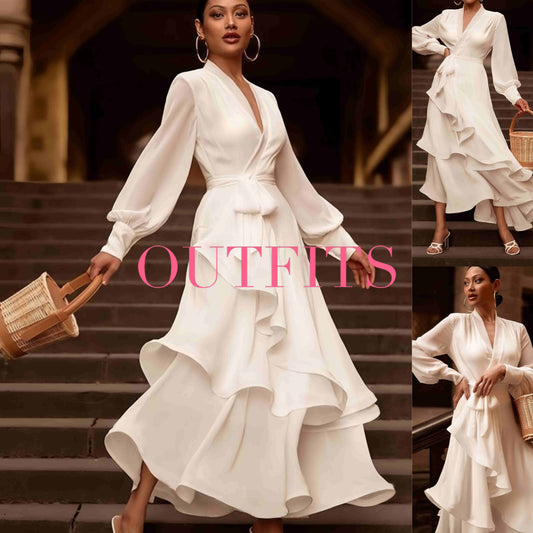 Long V-neck Elegant Dresses